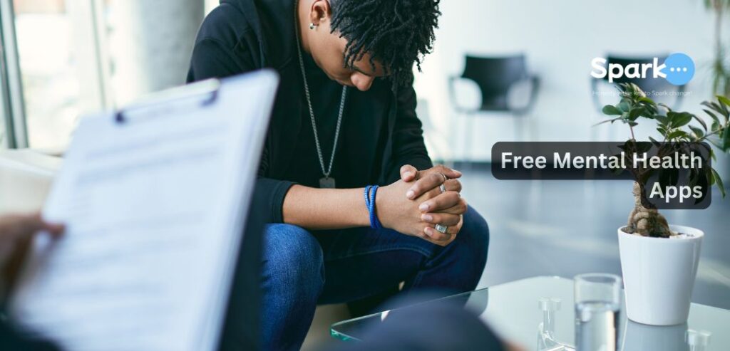 Person using free mental health apps on a smartphone for mindfulness and stress relief.